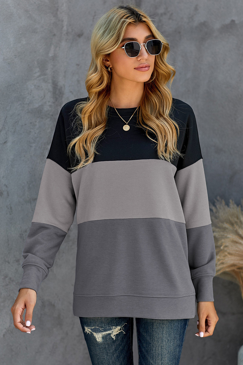 Title 4, Contrasting Color Hoodless Sweater Women Round ...