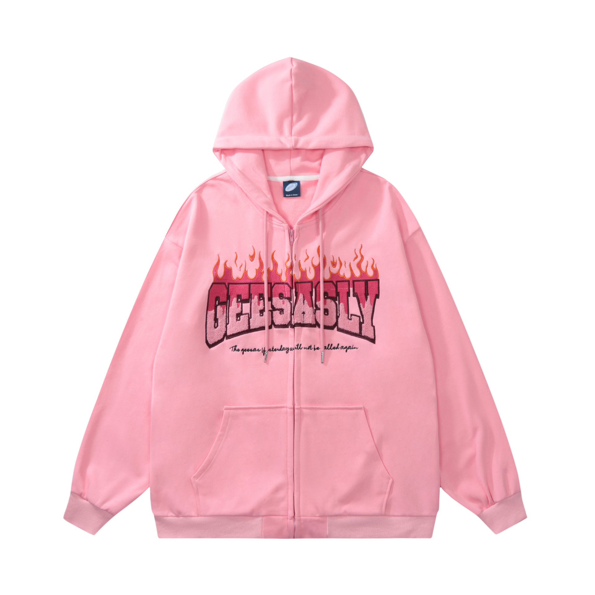 Ladies Fashion Alphabet Flame Print Hoodie