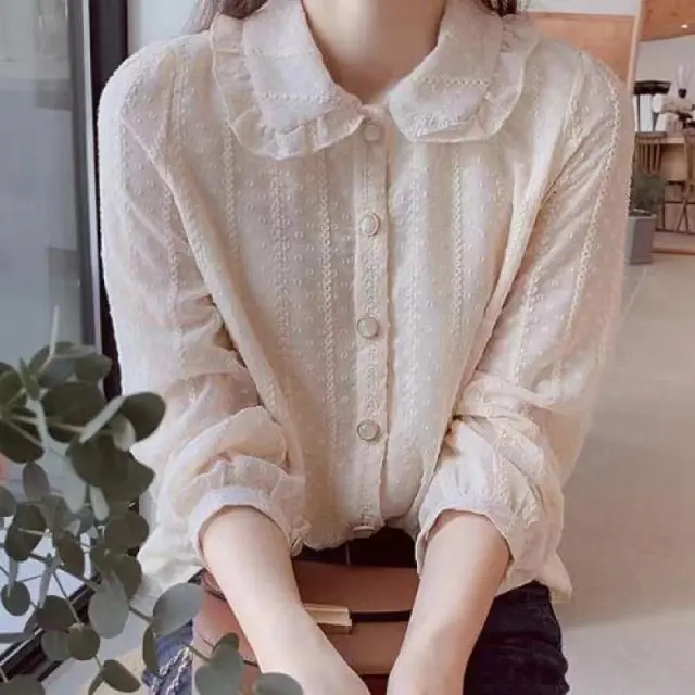 Baby Collar Sweet Long Sleeve Color Cardigan Jacket Shirt Picture Color Xl - Shop at LoveMi