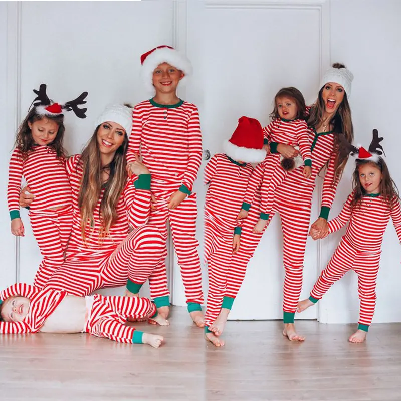 Women's New Christmas Parent-child Suit Stripe Print