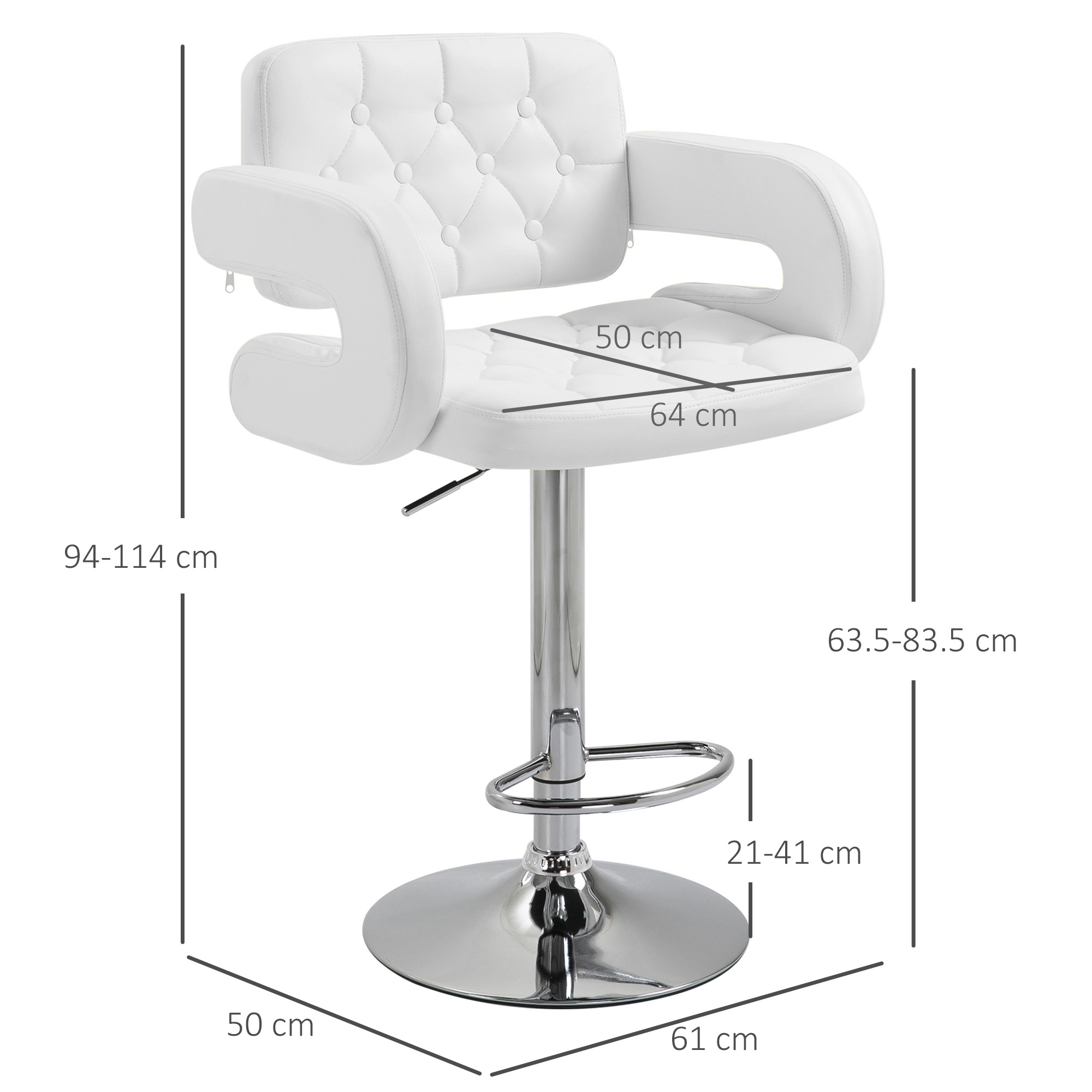 PU Leather Cushioned Rotating Bar Stool, Adjustable Height, With Backrest — image 6