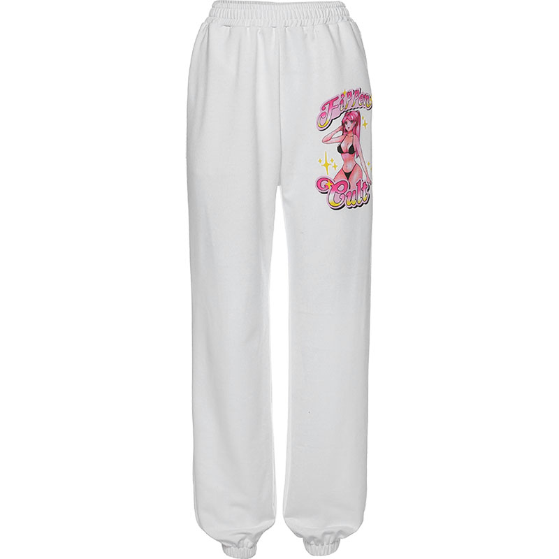 Title 10, Hip-hop high waist beam pants cartoon print