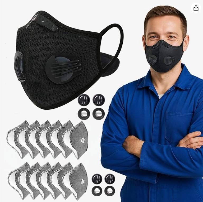 2PC Breathable Carbon Filter Face Mask With Valve  Reusable For SportsOutdoors