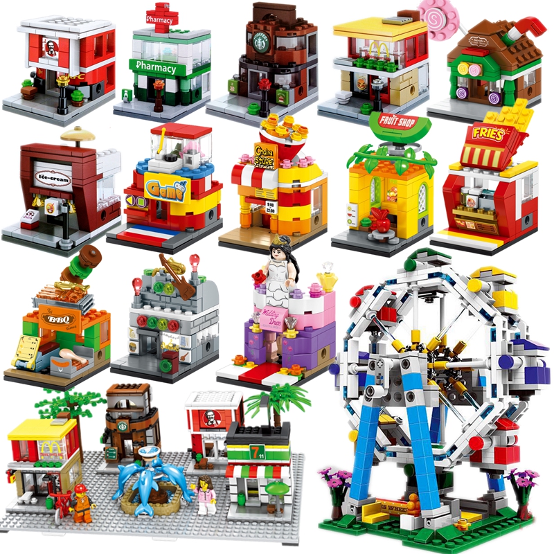 Building Blocks Mini Street View City Small House Mall Bridal Shop Girl Piecing