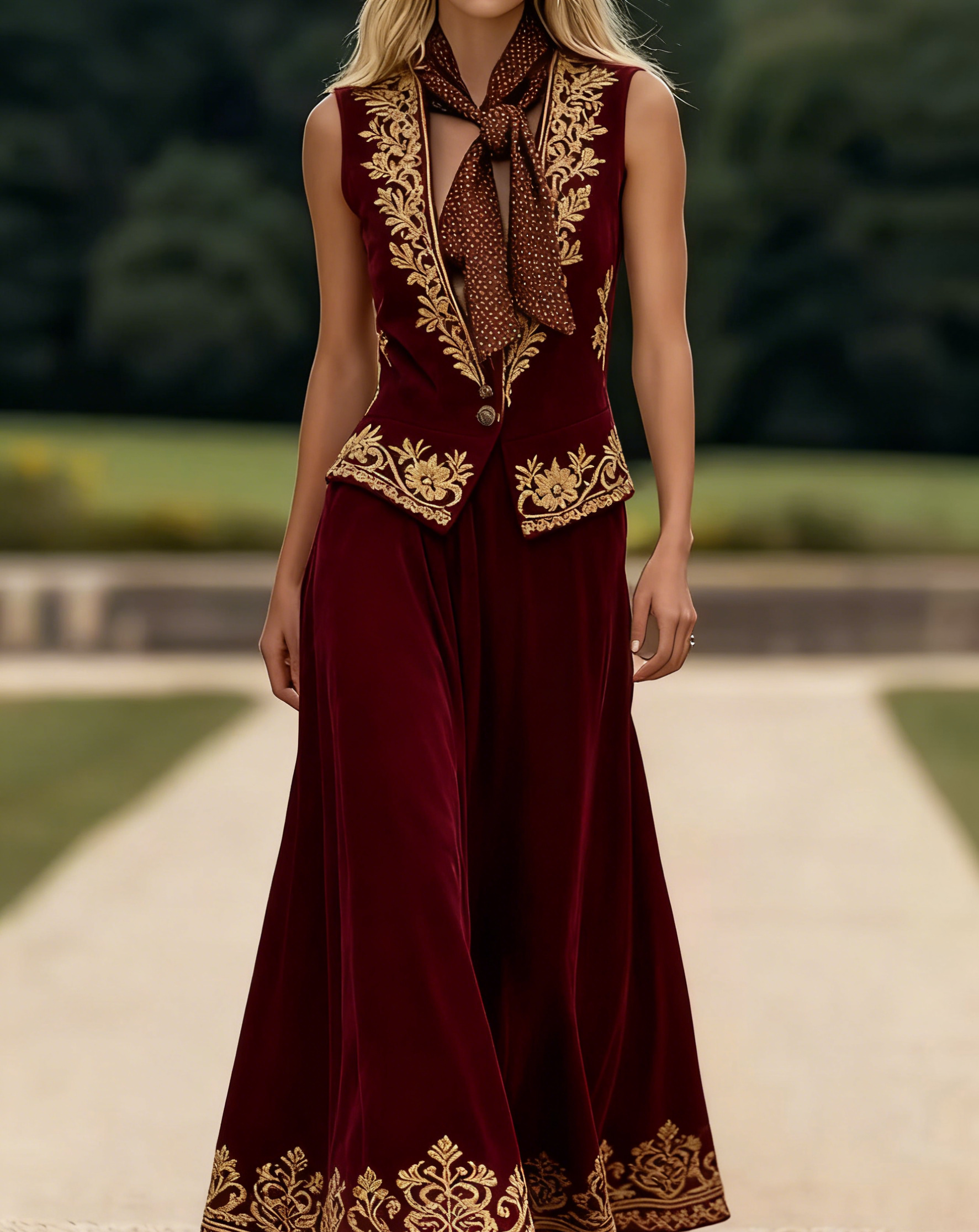 Women's Sleeveless Suit Collar Button down Casual Skirt Suit Claret - Shop at LoveMi