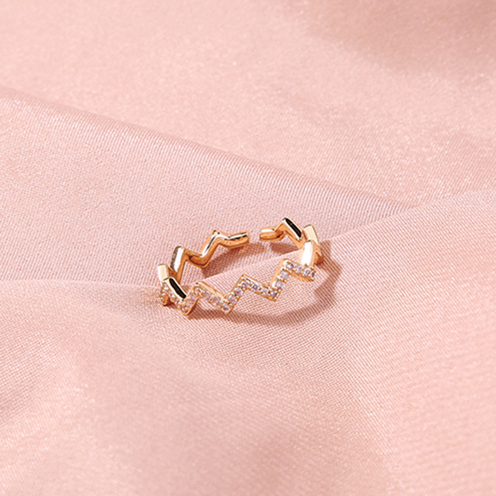 Wavy Sparkly Zircon Adjustable Ring