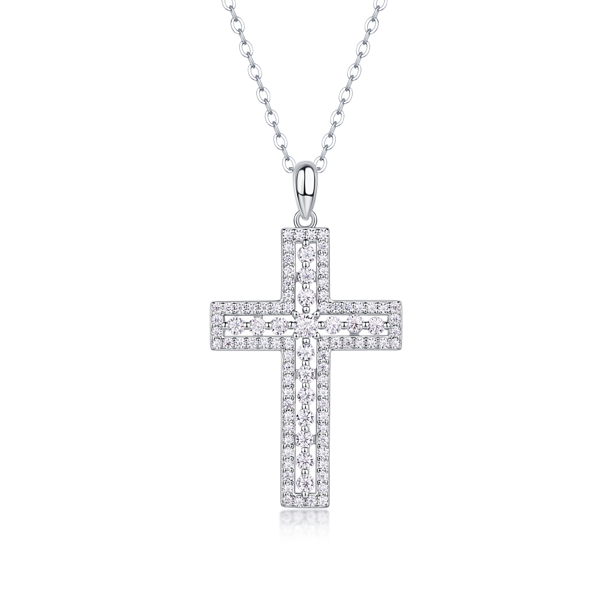 1Shelter - Fashionable Jewelry Pendant Set With Moissanite S925 Sterling Silver And Platinum-plated Cross Diamond, Moissanite Silver Jewelry Prohibit TikTok sales