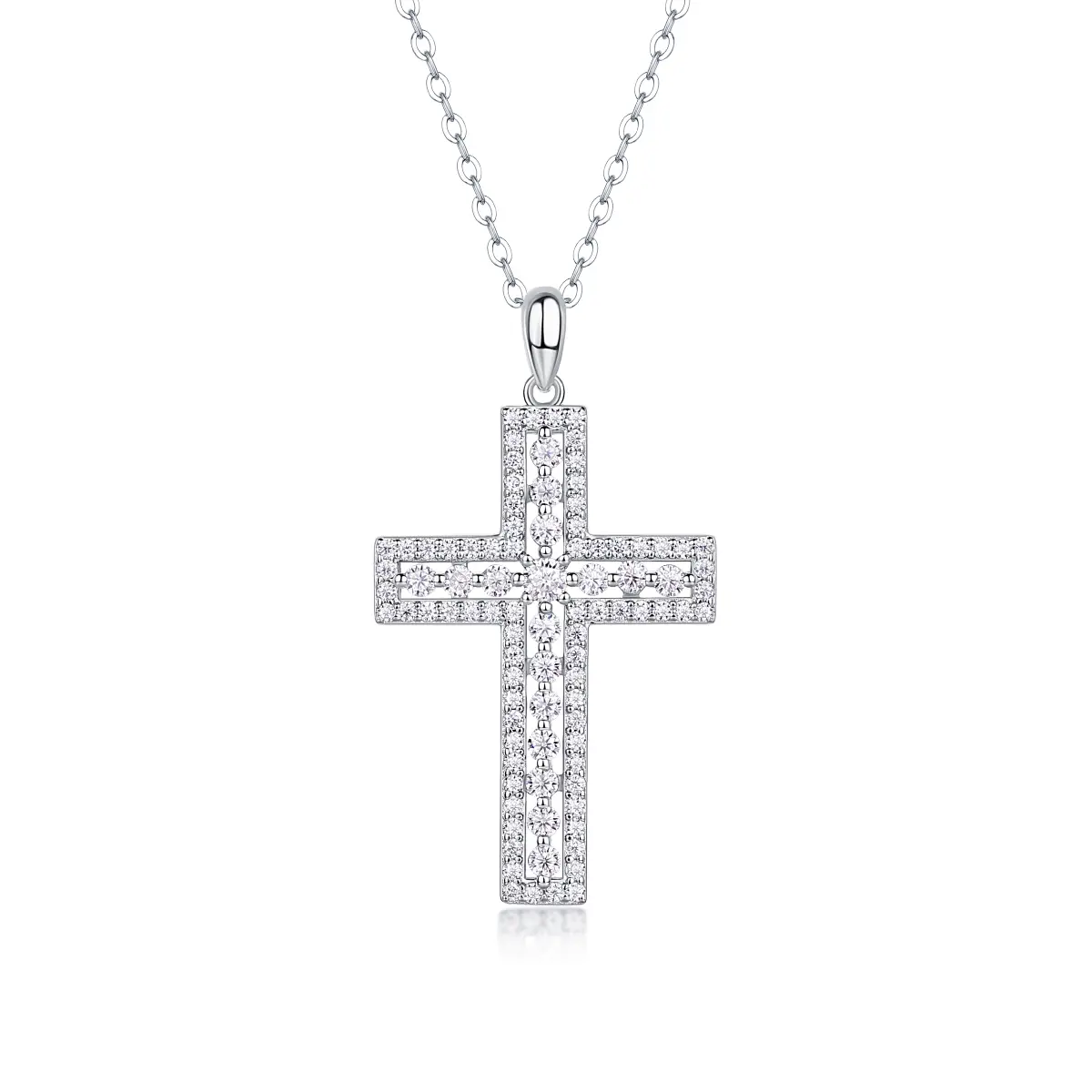 1Shelter - Fashionable Jewelry Pendant Set With Moissanite S925 Sterling Silver And Platinum-plated Cross Diamond, Moissanite Silver Jewelry Prohibit Tk Sales
