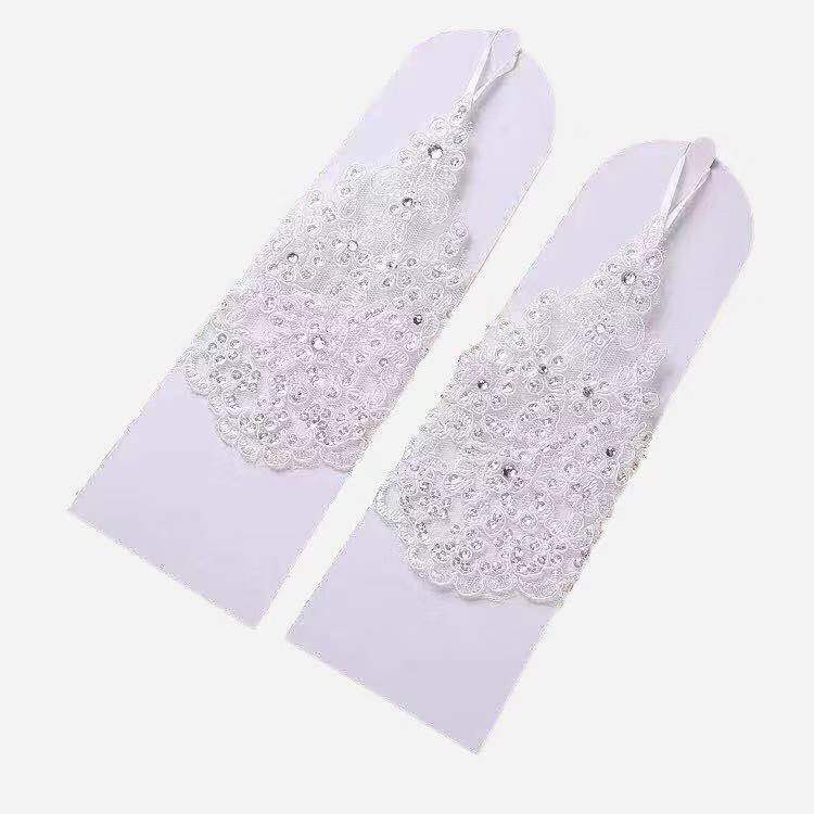 Title 1, Bridal Wedding Lace Gloves Short Open Finger