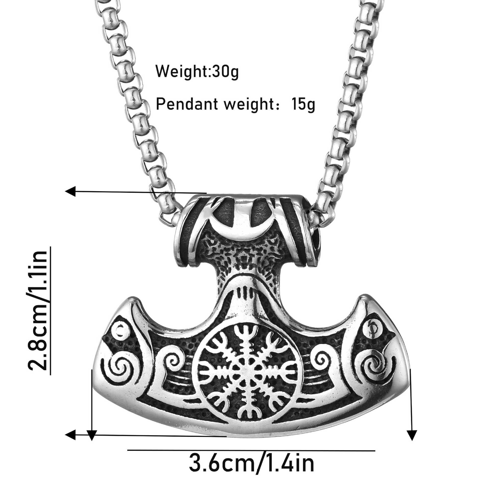 Viking Boat Snow Pattern Hammer Pendant Necklace