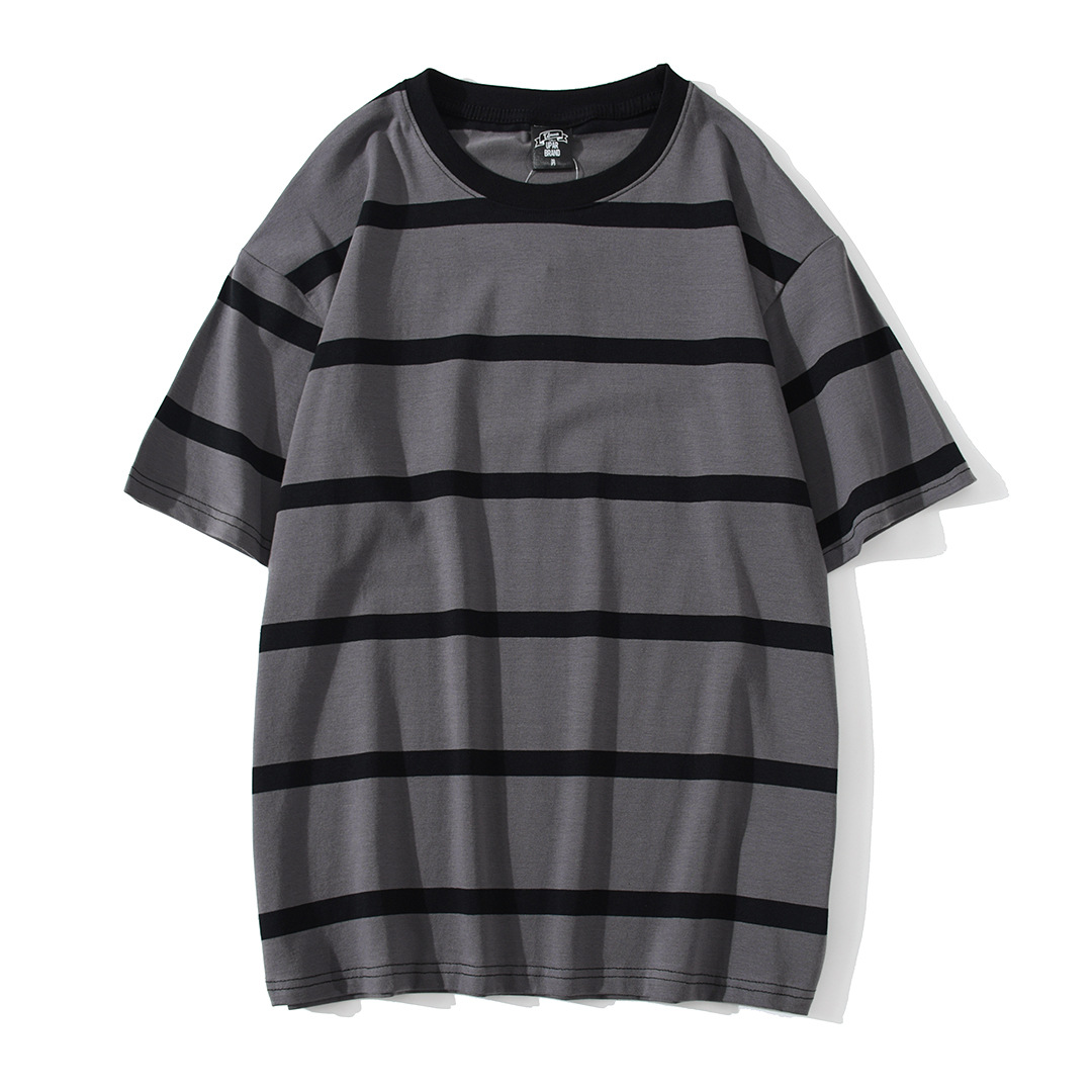 New Striped Short-sleeved T-shirt Men's Fashion Simple And Loose