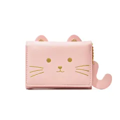 Cute Student Cartoon Female PU Wallet - Pink - View 1