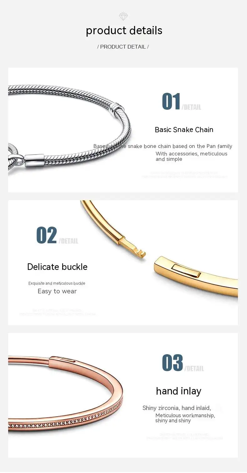 Copper Inlaid Zircon Snake Bone Bracelet