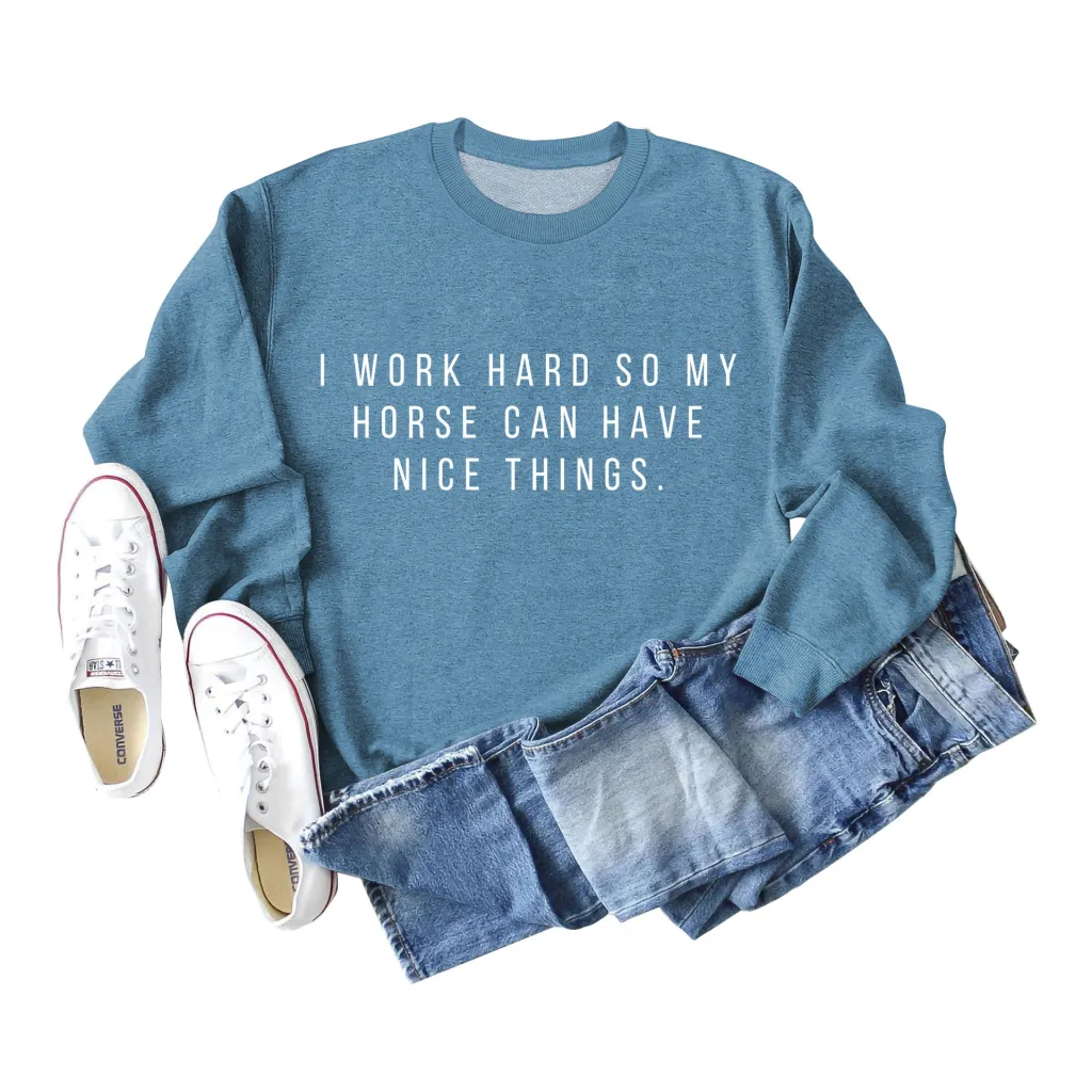 Women's Letters Casual Autumn Winter Sweater - Blue White Lettering