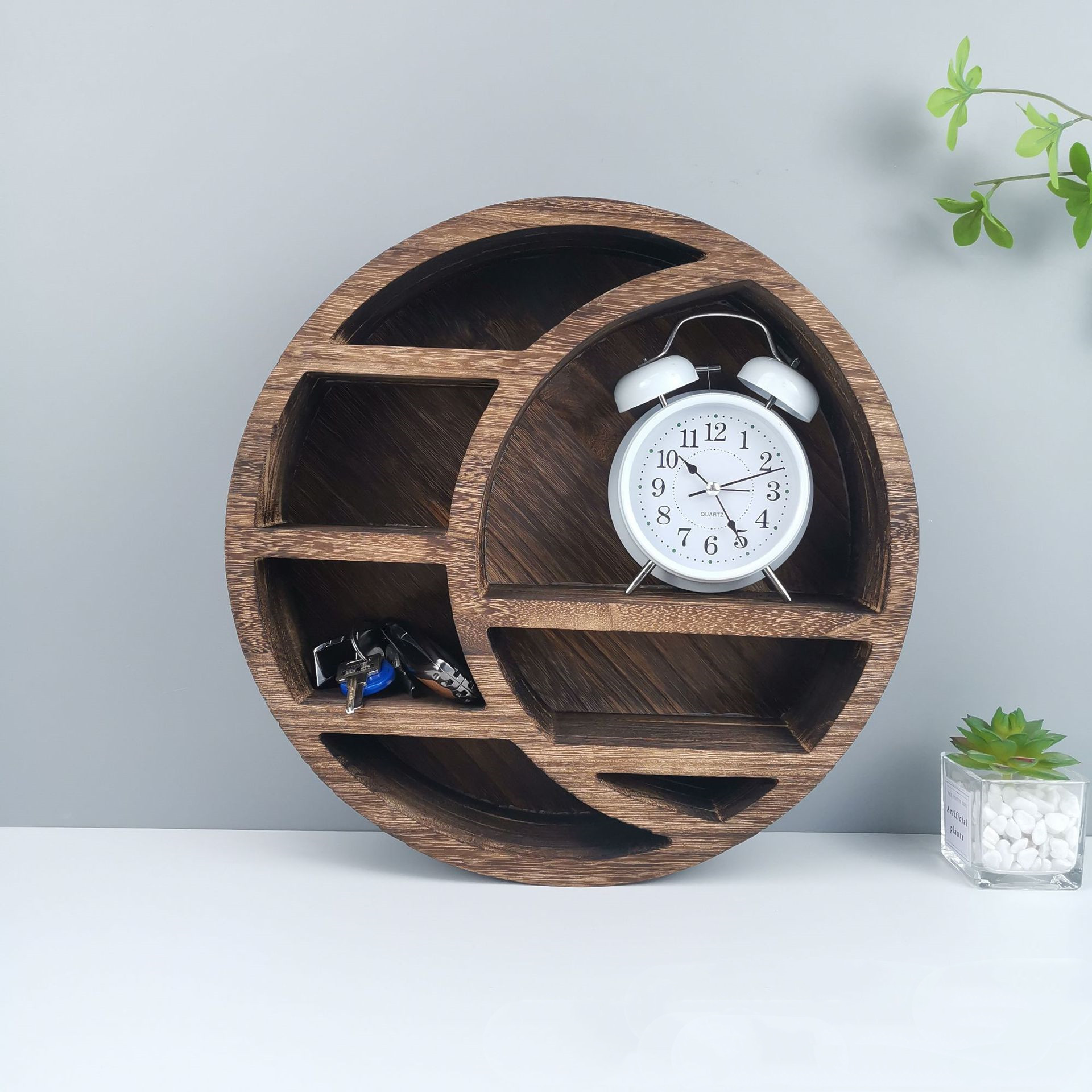 Round Wooden Moon Wall Shelf, picture 2 of 4
