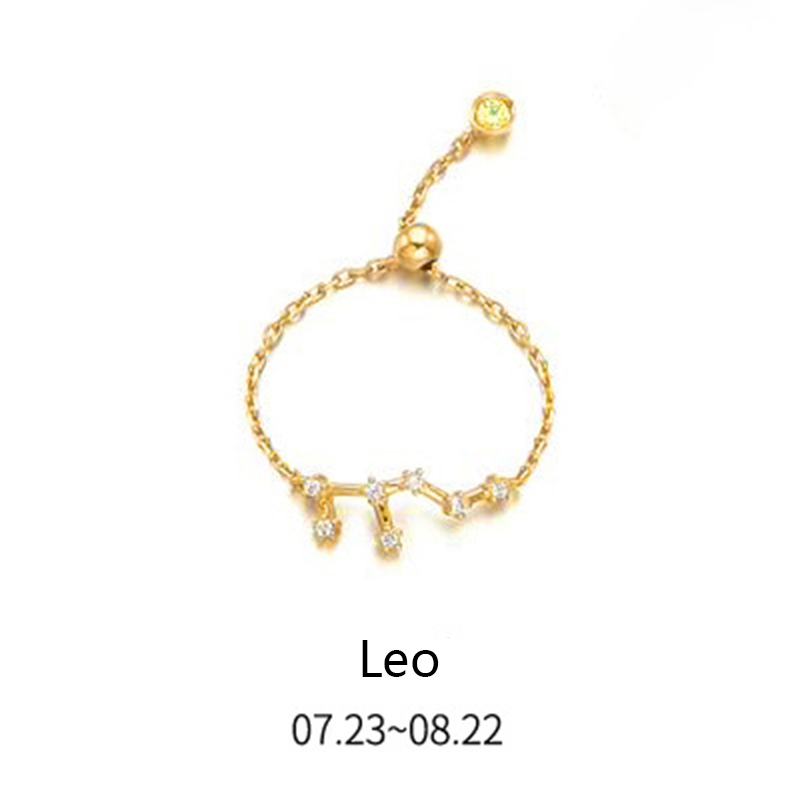 Fashion Diamond Zodiac Sign Silver Ring