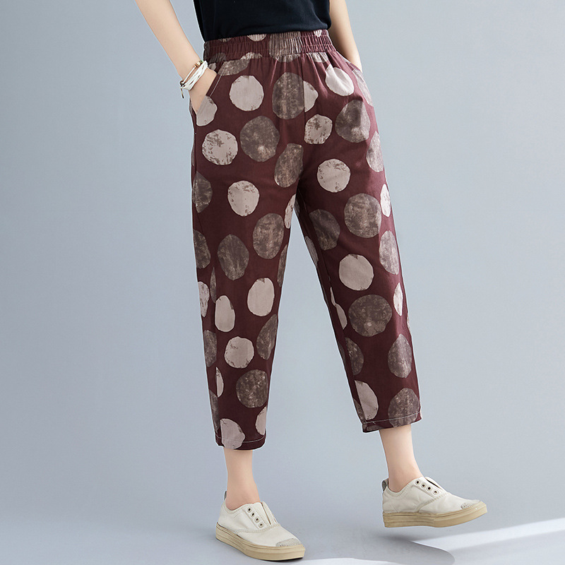 Title 1, Printed Cotton Linen Pants Women