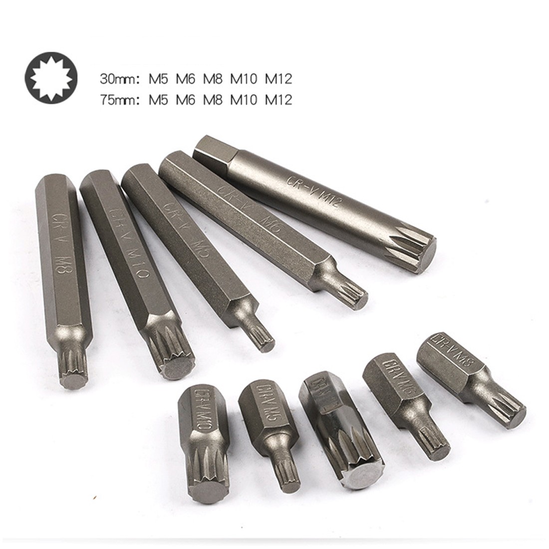 75Pcs Hex Torx Star Spline Ribe Socket BIT Set 1 2 & 3 8 Dr Short & Long UK — image 11