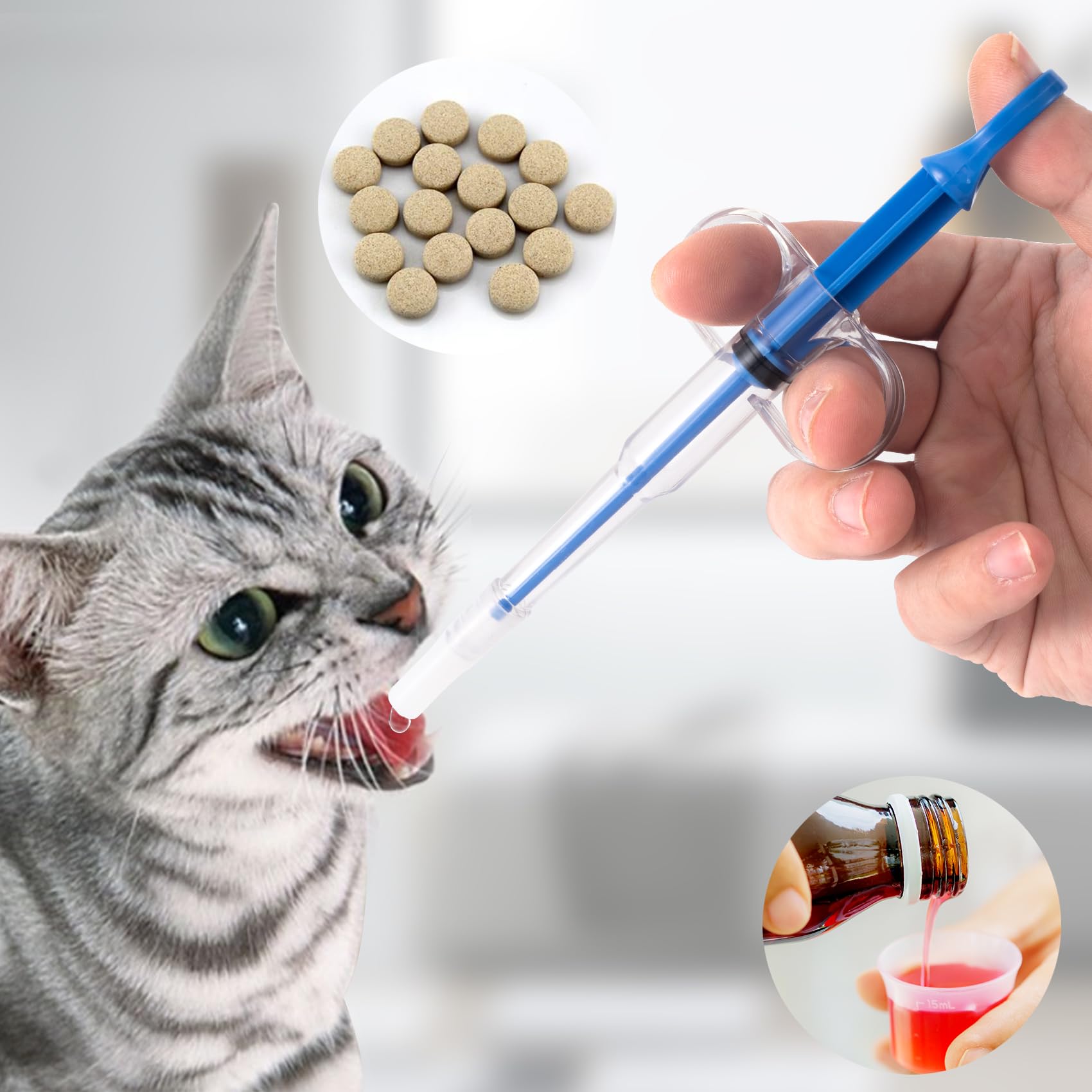 Cat Pill Shooter, Pill Popper For Cats & Dogs, 2-in-1 Pet Piller  Anti-drop Syringe For Tablets & Liquid. Easy Admin For Small Animals. Soft Rubber Tip Protects Gums — foto 13