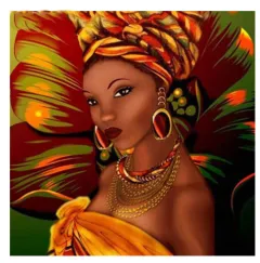 African Woman Diamond Painting Mosaic Portrait Wall Art - Photo Colour - View 1