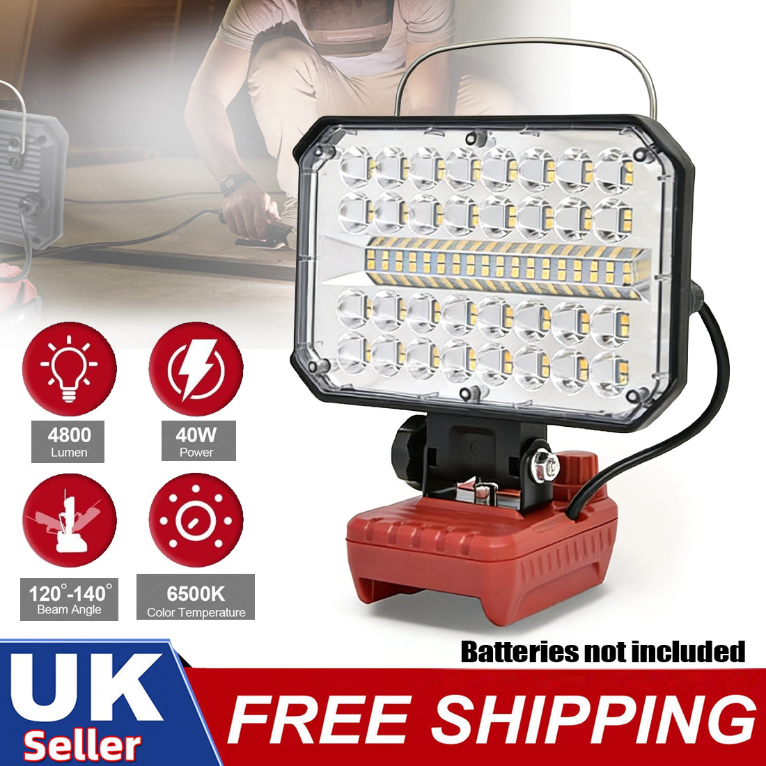 LED Work Light Cordless For Milwaukee M18 18V Battery USB Port Outdoors Lamp