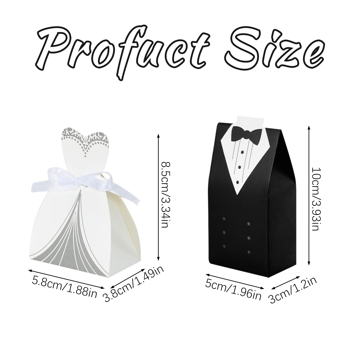 100 Wedding Favor Candy Boxes, Dress And Tuxedo Candy Chocolate Gift Boxes, Paper Candy Boxes With Ribbons, Bridal Party Table Decorations, Suitable For Weddings, Christmas, And Anniversary Parties