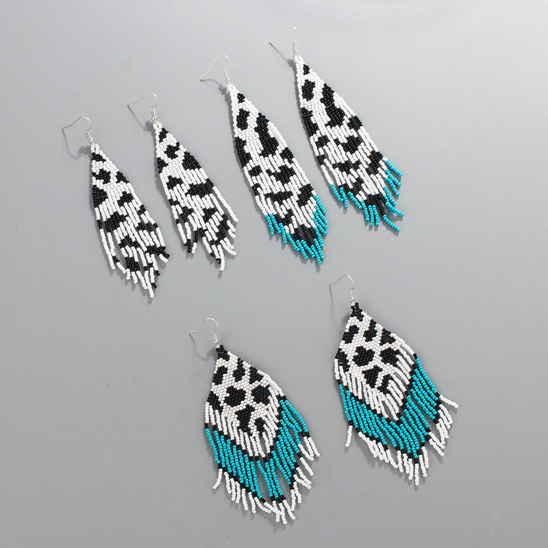 Rice Beads Hand Woven Cow Print Earpiece Female