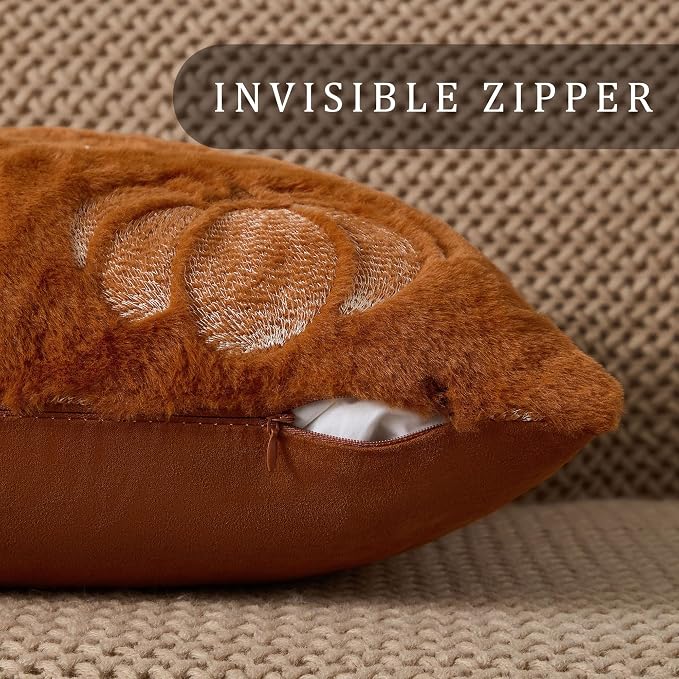Rust Pumpkin Plush Fall Pillow Cover, 18x18 Inch Soft Autumn Decorative Cushion Cover 5