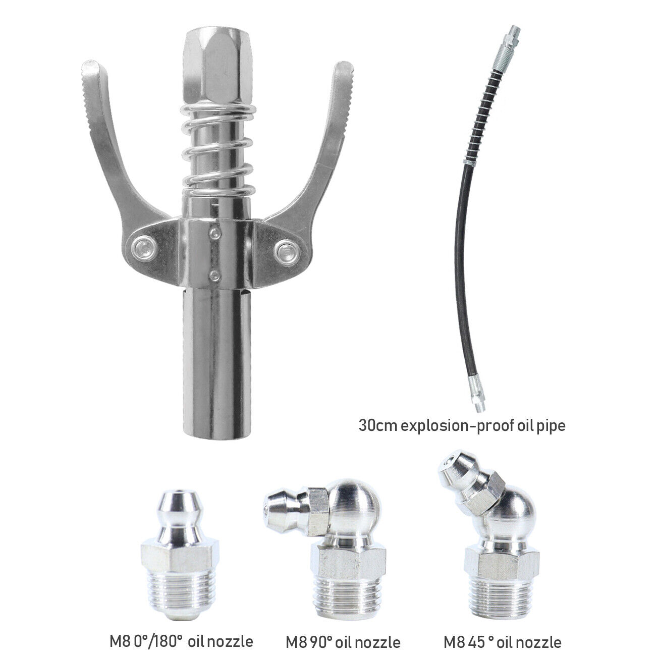 Grease Gun Coupler High Pressure Quick Release Lock Nozzles W&Hose For 1&8in NPT