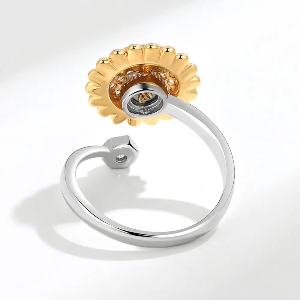 Fashion Adjustable Sunflower Rotating Ring