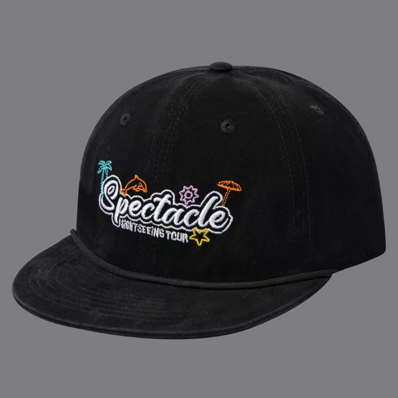Vacation Style Washed Vintage Embroidery Lettered Banded Rope Brimmed Baseball Cap Suitable For Seaside Trips, Commuting And Travel.