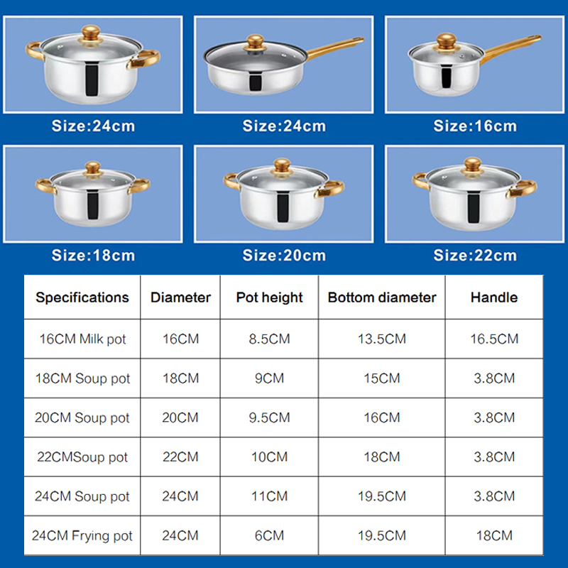 12Pcs Stainless Steel Casserole Saucepan Stock Pot Set Kitchen Induction — image 8