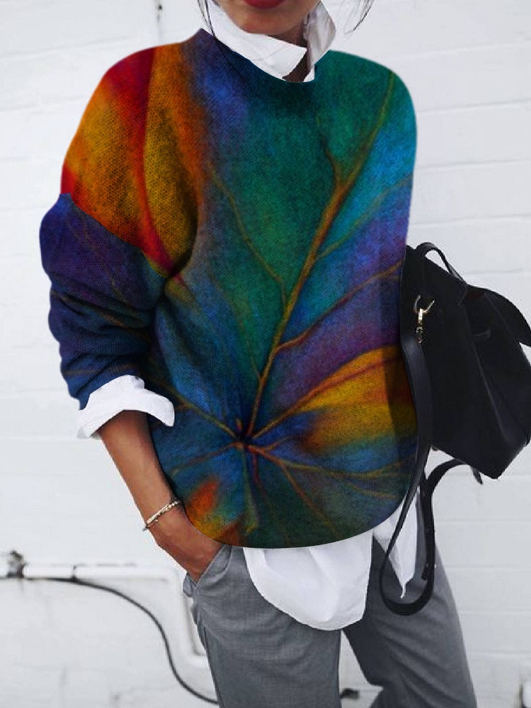 Women's Gradient Printed Loose Long Sleeve Top