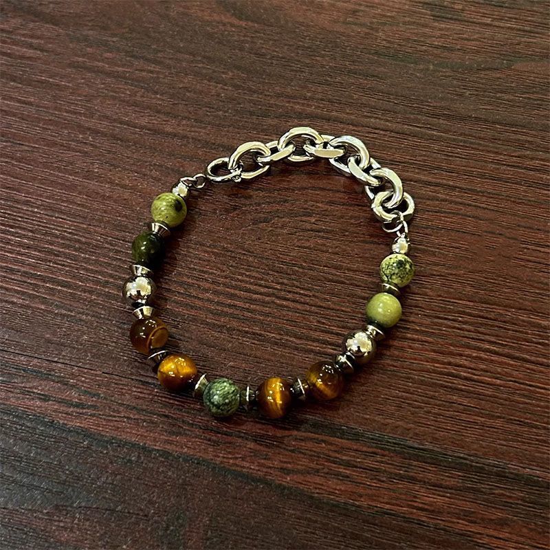 Vintage Niche Design Bracelet, High-end Texture Metal Spliced Stainless Steel Minimalist Hand Jewelry For Men Women