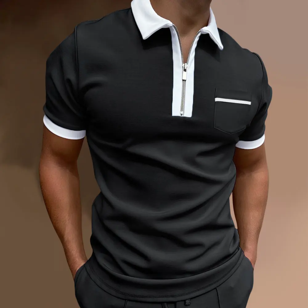 Men's Lapel Fashion Slim Pocket T-Shirt POLO Shirt