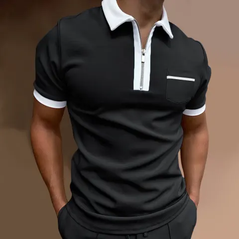 Men's Lapel Fashion Slim Pocket T-Shirt POLO Shirt