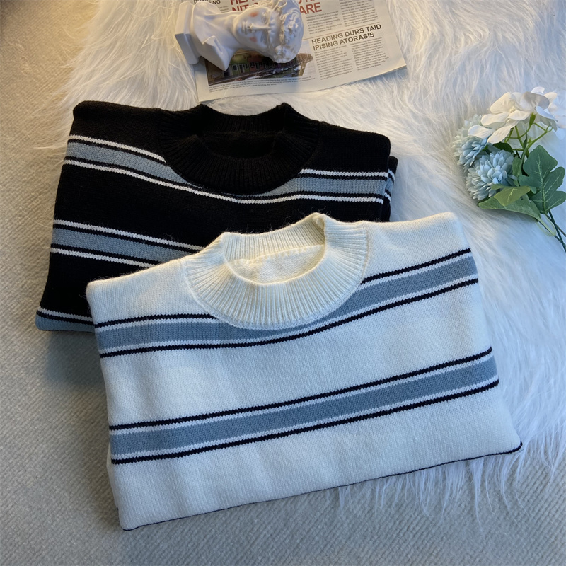 Striped Crewneck Sweater Men's Autumn And Winter Style