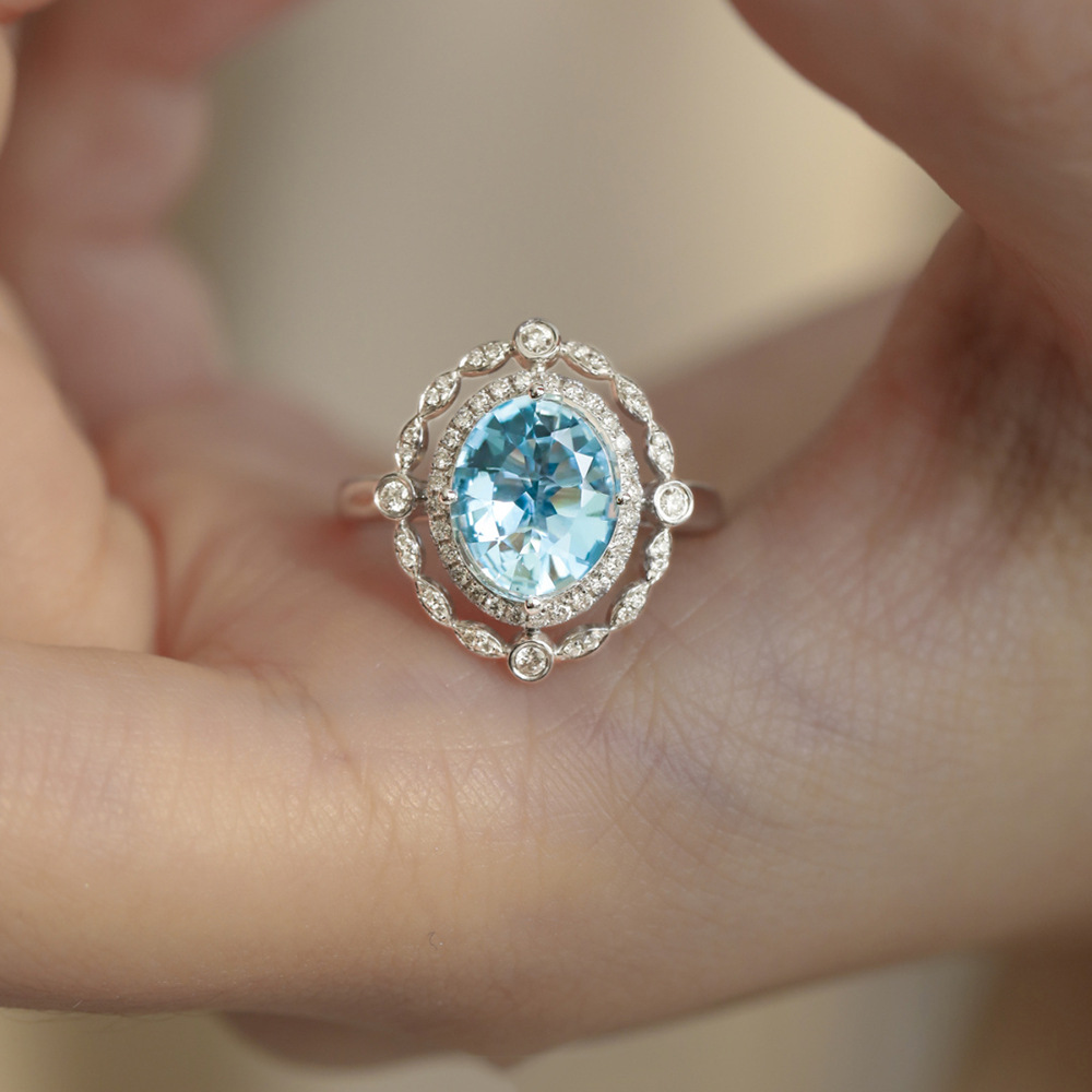 Super Light Blue Topaz Ring