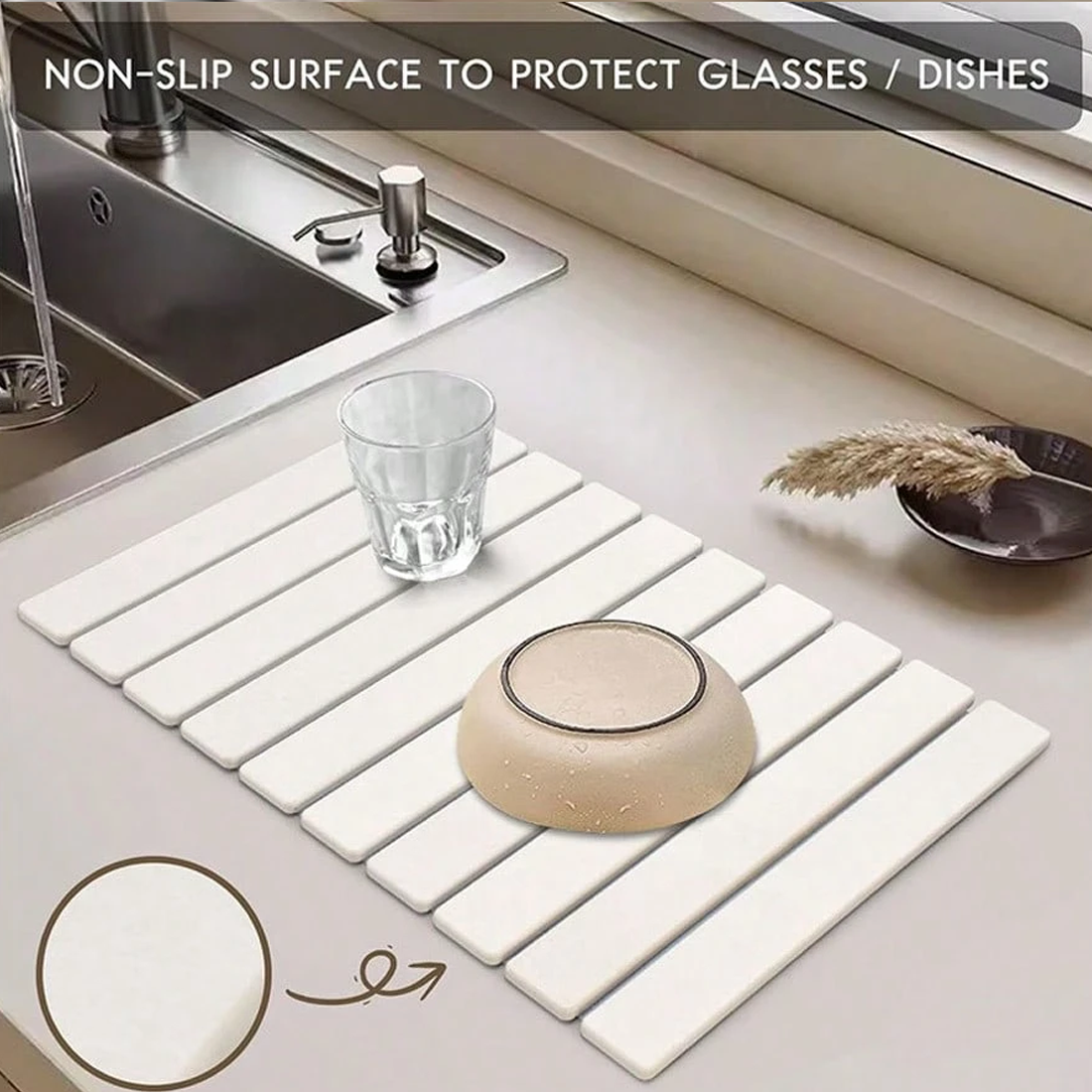 Foldable Diatomite Drying Mat Absorbent Draining Quick Dry Nonslip Pad — image 5