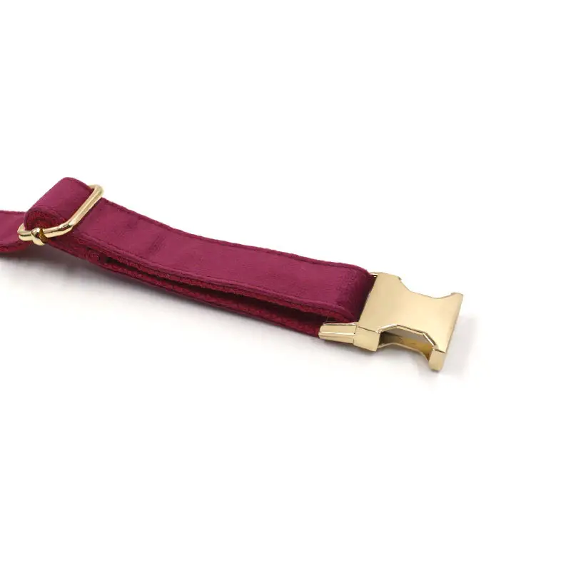 Soft Burgundy Velvet Pet Collar Dog