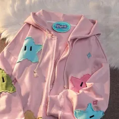 Japanese Soft Sister Shark Cap Cute Funny Hoodie - Pink A - View 1