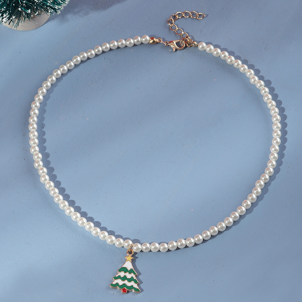 Snowflake Bell Christmas Tree Necklace