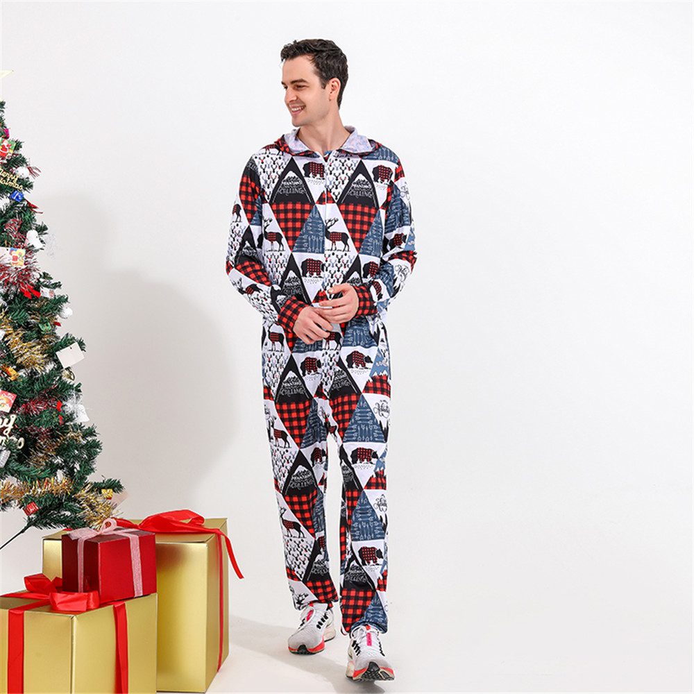 Men's And Women's Christmas Print Family Pajama Set