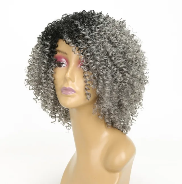 Curly Female Black Gray High Temperature Silk Chemical Fiber Headgear Dark Grey - Shop at LoveMi