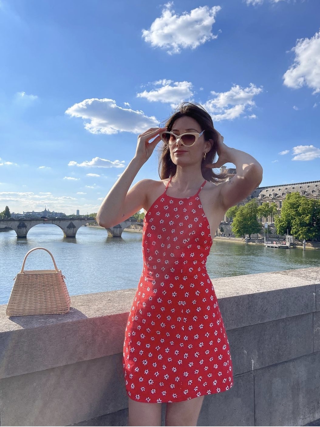 Atmospheric Dress French Ins Suspenders Floral Red - Shop at LoveMi