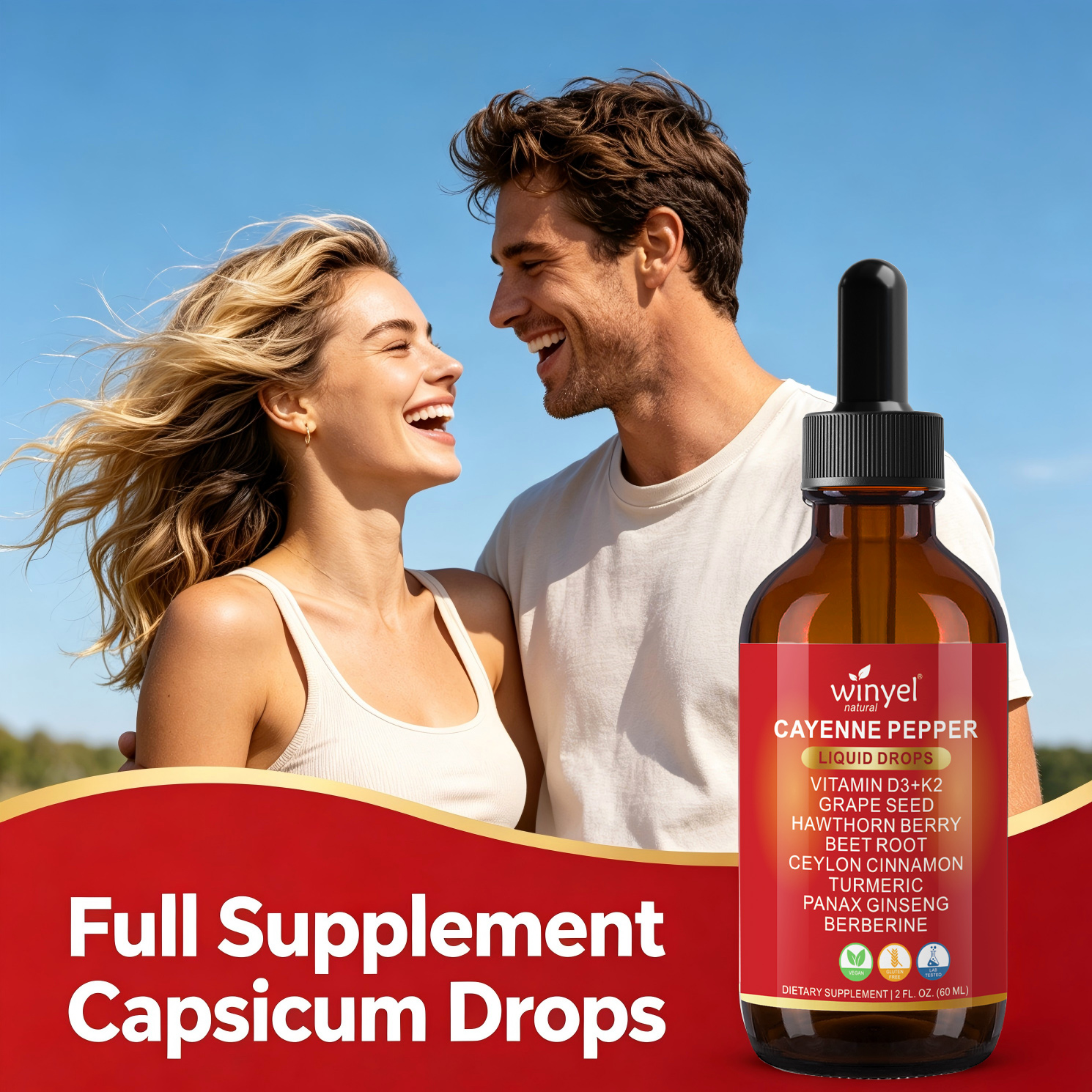WINYEL Cayenne Pepper Drops Supplement Liquid  Hawthorn Berry, Vitamin D3 K2 Beet Root Powder, Ceylon Cinnamon, Turmeric Curcumin, Organic Panax Ginseng, Berberine Extract 1 Pack — view 5