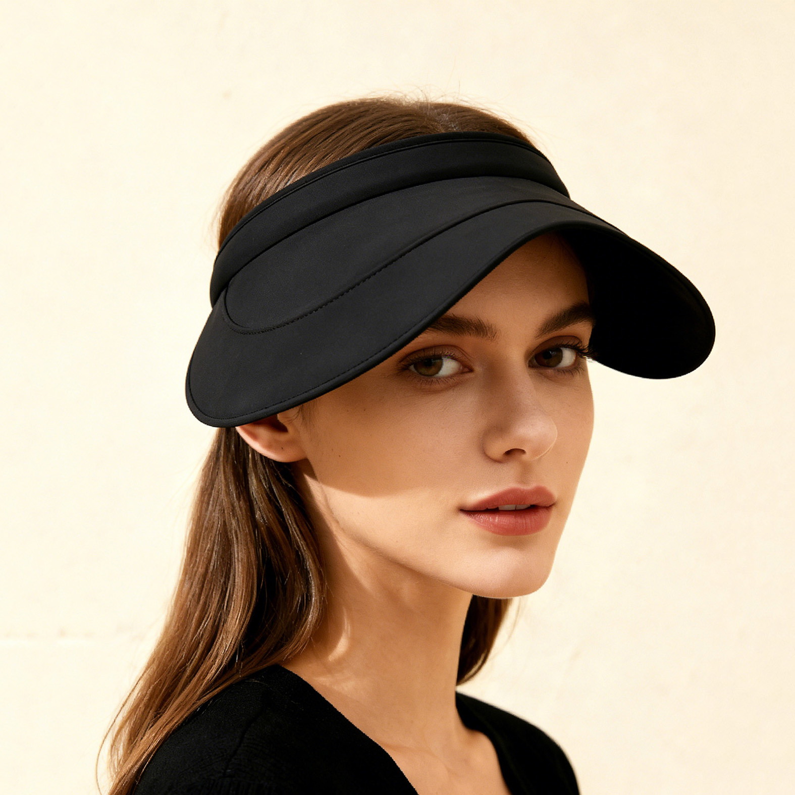 Simple Solid-color Open-top Sun Hat, With Perforated Ventilation And Wide Brim For Sun Protection, Suitable For Outdoor Activities And Daily Commuting.