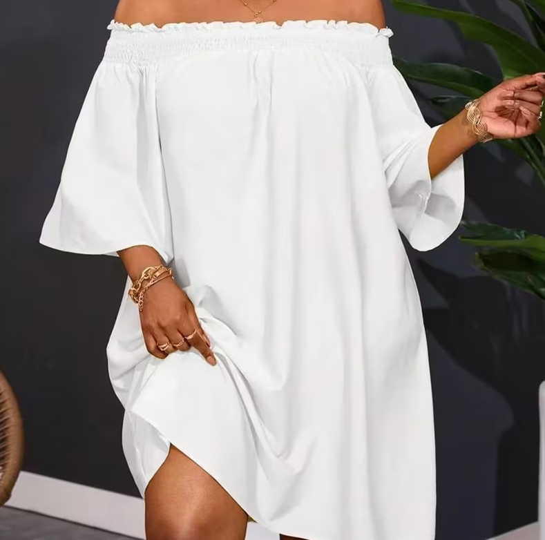 Resort Style Off-Shoulder Loose Dress For Women