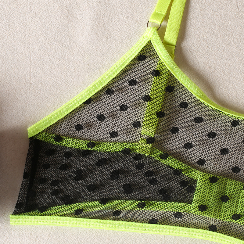 Title 22, Dot Mesh Fluorescent Green Sling Underwear Two-...