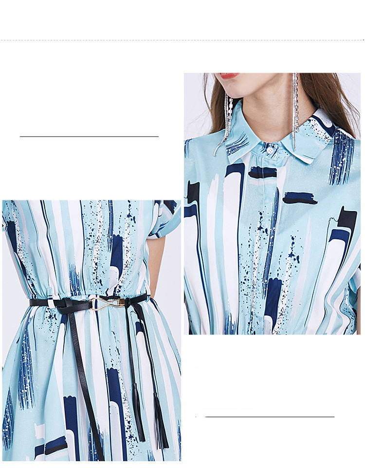 OL Style  Silk Skirt Women's Light Color Striped Print Dress